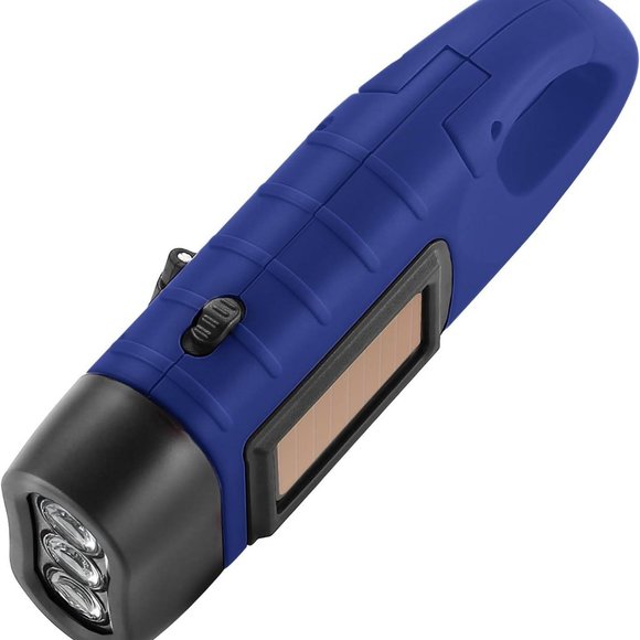 Hand Crank Solar Powered Flashlight Emergency Rechargeable LED Flashlight 2 Pack - Picture 7 of 8